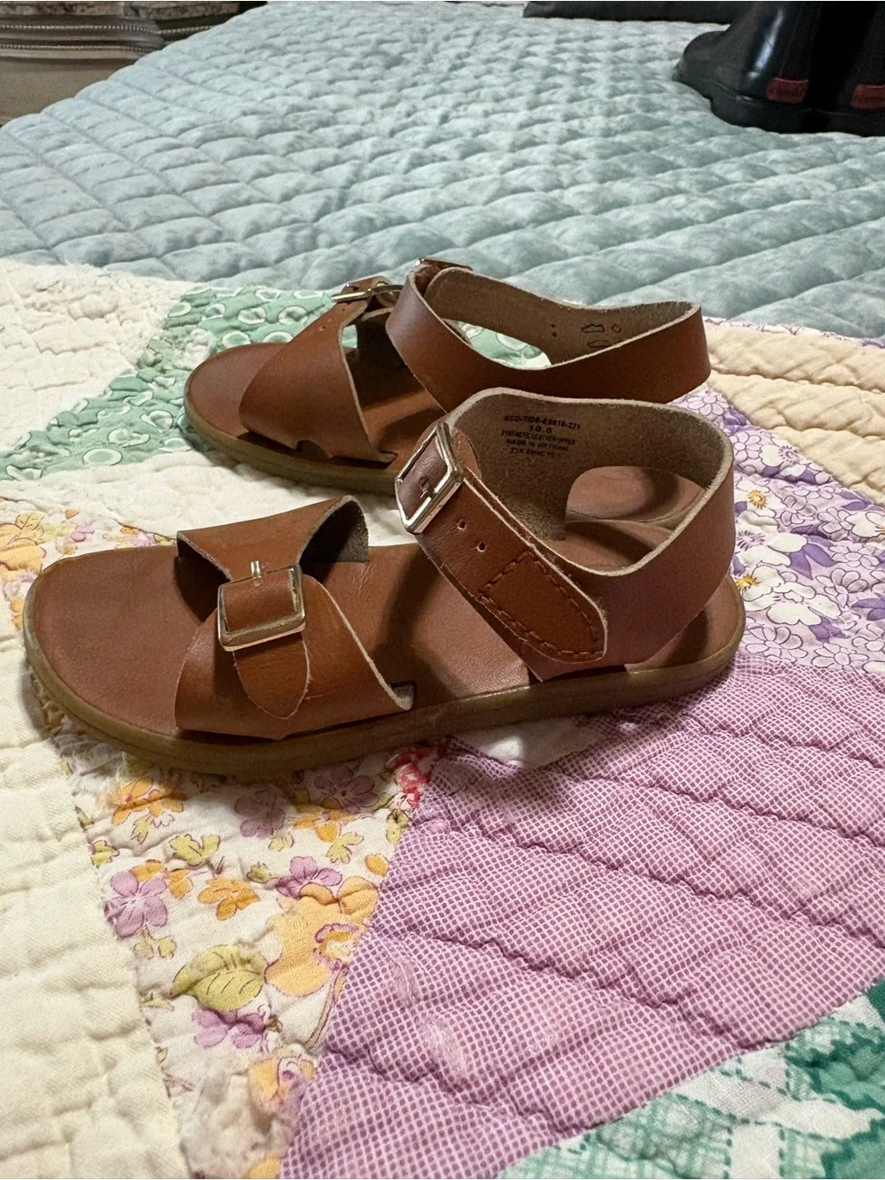FootMates Brown Leather Buckle Kids Sandals